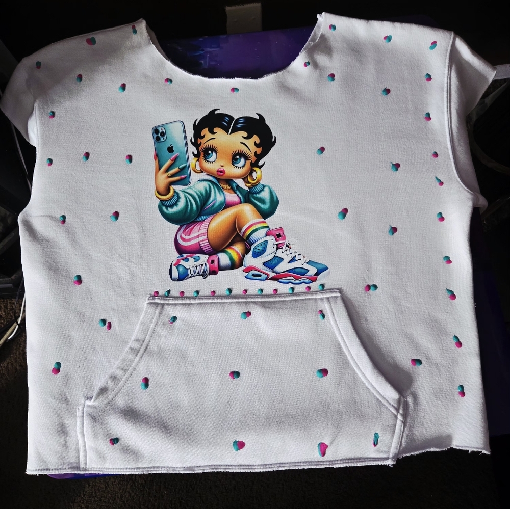 Customize Graphic Pullover Hoodie with Colorful Betty-Inspired Print